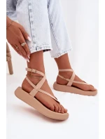 Dámské sandály Japonky na platformě Béžové Gelira