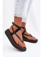 Dámské sandály Japonky na platformě Černé Gelira