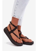 Dámské sandály Japonky na platformě Černé Gelira