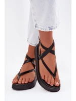 Dámské sandály Japonky na platformě Černé Gelira