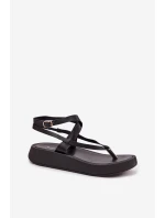 Dámské sandály Japonky na platformě Černé Gelira