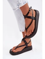 Dámské sandály Japonky na platformě Černé Gelira