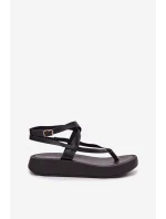 Dámské sandály Japonky na platformě Černé Gelira