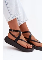 Dámské sandály Japonky na platformě Černé Gelira