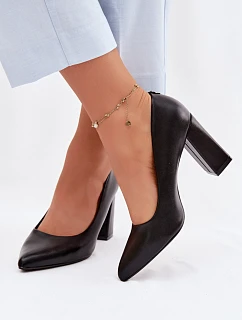 Lodičky na podpatku z eko kůže Sergio Leone PB216 Černé