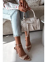 Dámské sandály na podpatku z eko kůže béžové Sedira