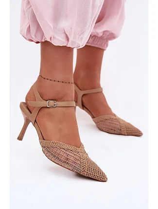 Idira Světle hnědé sandály s síťkou na jehle