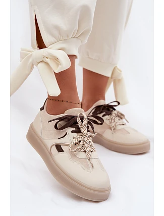 Dámské tenisky s dvojitými šněrováním světle béžové Relisa