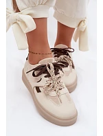 Dámské tenisky s dvojitými šněrováním světle béžové Relisa