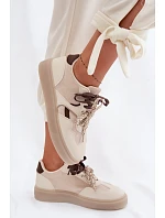 Dámské tenisky s dvojitými šněrováním světle béžové Relisa