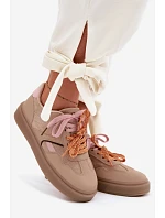 Dámské Tenisky S Dvojitými Šňůrkami Světle Hnědé Relisa