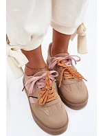 Dámské Tenisky S Dvojitými Šňůrkami Světle Hnědé Relisa