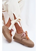 Dámské Tenisky S Dvojitými Šňůrkami Světle Hnědé Relisa