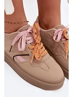 Dámské Tenisky S Dvojitými Šňůrkami Světle Hnědé Relisa
