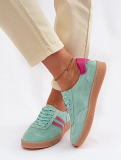 Dámské kožené semišové tenisky S.Barski LR61-7089 Mentolové