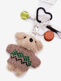 Přívěsek na klíče na tašku medvěd raketa míč stříbrný