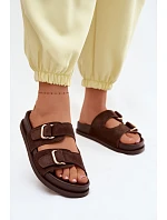 Dámské pantofle se zlatými sponami Čokoládové Pelorin