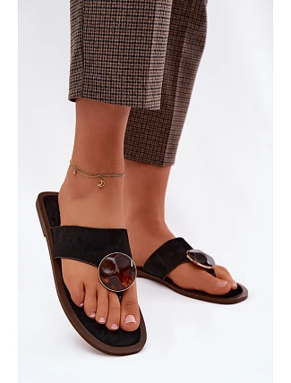 Dámské ploché žabky Černé Eko semiš Selvessa