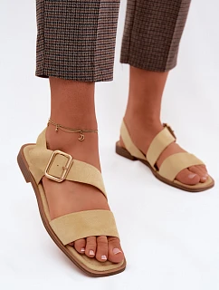 Dámské sandály na ploché podrážce se zlatou přezkou Žluté Verissea