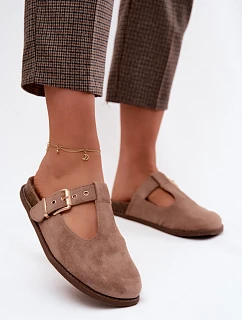 Dámské pantofle Mule z imitace semiše tmavě béžové Melvia