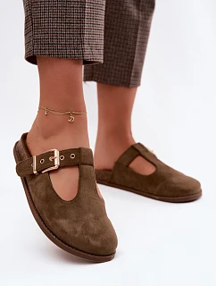 Dámské pantofle Mule z imitace semiše tmavě zelené Melvia