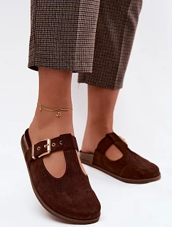 Dámské Mule z umělé semišové hnědé Melvia