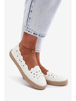 Dámské espadrilky s otvorem s květinami bílé Merivelle