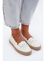Dámské espadrilky s otvorem s květinami bílé Merivelle