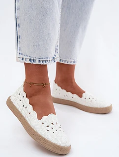 Dámské espadrilky s otvorem s květinami bílé Merivelle