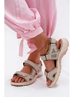 Kožené dámské sandály ve sportovním stylu Béžové Morenia