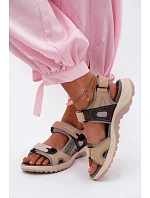 Kožené dámské sandály ve sportovním stylu šedé Morenia