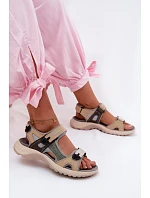 Kožené dámské sandály ve sportovním stylu šedé Morenia