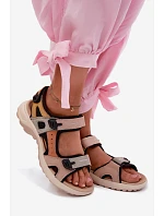 Kožené dámské sandály ve sportovním stylu oranžovo-černé Morenia