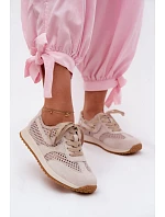 Dámské síťované tenisky z semiše světle béžové Gelina