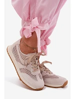 Dámské síťované tenisky z semiše světle béžové Gelina