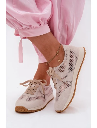 Dámské síťované tenisky z semiše světle béžové Gelina