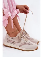 Dámské síťované tenisky z semiše světle béžové Gelina