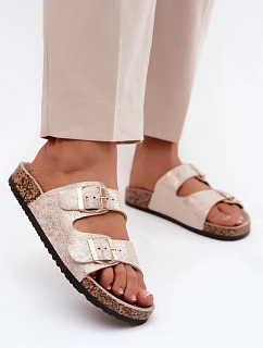 Dámské pantofle s kovovými ozdobami Zlaté Dobby
