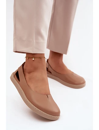 Kožené baleríny Barefoot Zazoo 10217 Cappucino