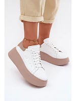 Kožené dámské tenisky na platformě Zazoo N408S2 bílé