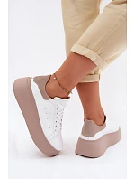Kožené dámské tenisky na platformě Zazoo N408S2 bílé