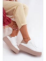 Kožené dámské tenisky na platformě Zazoo N408S2 bílé