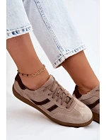 Kožené Semišové Dámské Tenisky Zazoo N1176S2 Tmavě Béžové