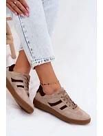 Kožené Semišové Dámské Tenisky Zazoo N1176S2 Tmavě Béžové