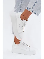 Kožené dámské tenisky na platformě Zazoo N408S2 bílé