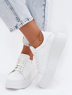 Kožené dámské tenisky na platformě Zazoo N408S2 bílé