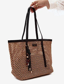 Černá taška typu Shopper s přívěskem Noella