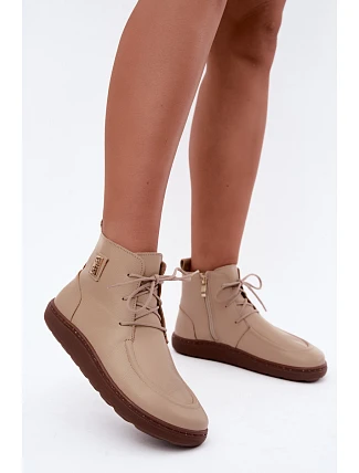 Dámské kožené barefoot polobotky s izolací Zazoo 3077 béžové