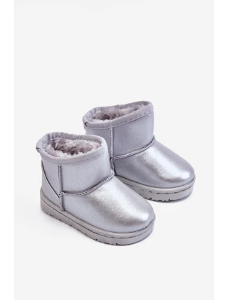 Teplé dětské sněhové boty s kožešinou stříbrné Scooby Teplé dětské sněhové boty s kožešinou stříbrné Scooby