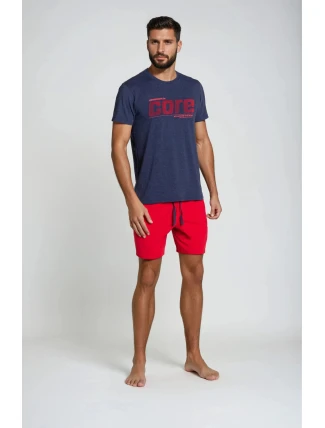 Pyžamo Oxford 38285-59X tmavě modrá a červená - Henderson